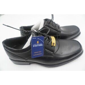 Stafford Men Black Square Toe Oxford Dress Shoe Memory Foam Tailored Culture Sz9